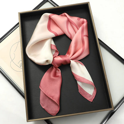 Women Silk Feeling Design Satin Square Scarf Wrap Shawl Scarves