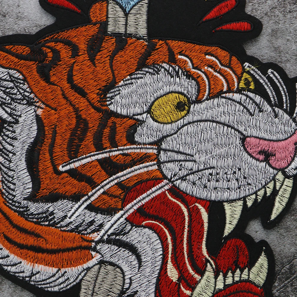 Animal Embroidery Leopard Sword Embroidered Patches for Clothing Applique Iron On Sewing