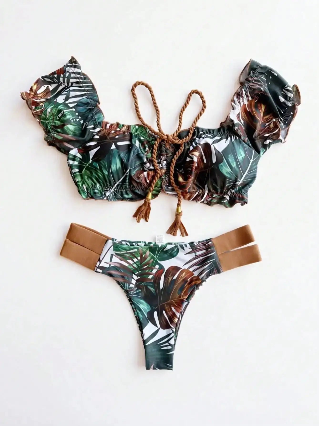 Women Swimsuit Ruffle Push Up Swimwear Brazilian Ribbed Beachwear Bathing Bikini Suit