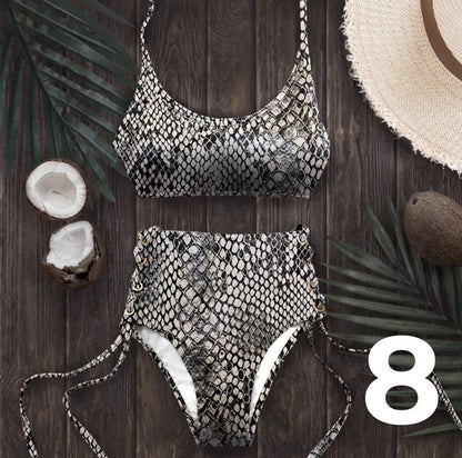 Women Swimsuit High Waist Bandage Sport Swimwear Bikini Push Up Beachwear Bathing Suit