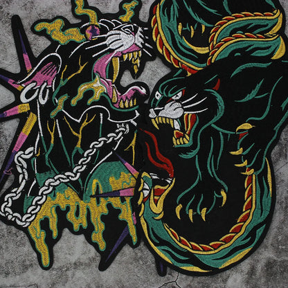 Green Snake and Tiger Embroidered Patch Appliques Iron on Patches Badge Clothes Sewing