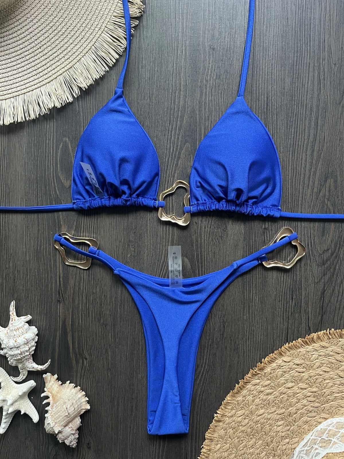 Women Bikini Solid Color Lace-up Split Two-piece Swimsuit Swimwear Suit