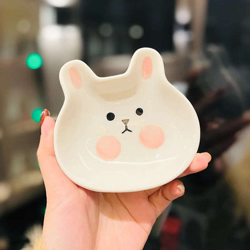 Small Ceramic Cartoon Disc Kitchen Mini Pot Dipping Plate Dessert Snack Dishes Tableware