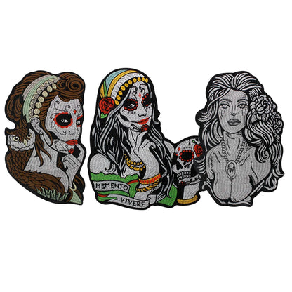 Embroidered Beauty Sexy Red Rose Love face Girl Patch Iron On Embroidered Patches for Clothes