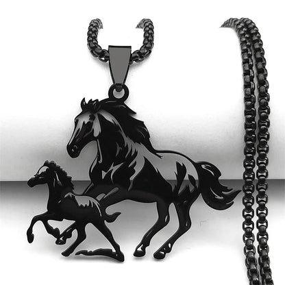 Animal Lover Family Arabian Horse Pony Stainless Steel Silver Color Chain Necklace Pendant