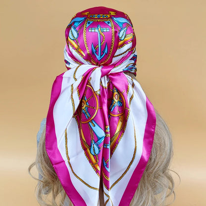 90cm Women Four Seasons Square Silk Satin Bandana Wrap Shawl Scarves Scarfs
