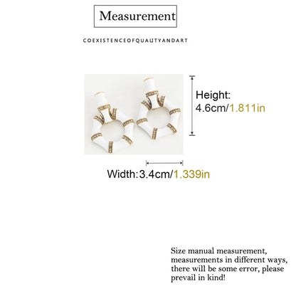 Vintage Drip Oil White Bamboo Women Geometric Hexagonal Designer Earrings