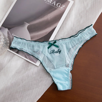 Women Lace G-String Thin Mesh Hollow Out Underwear Transparent Low Waist Panties Briefs Thong