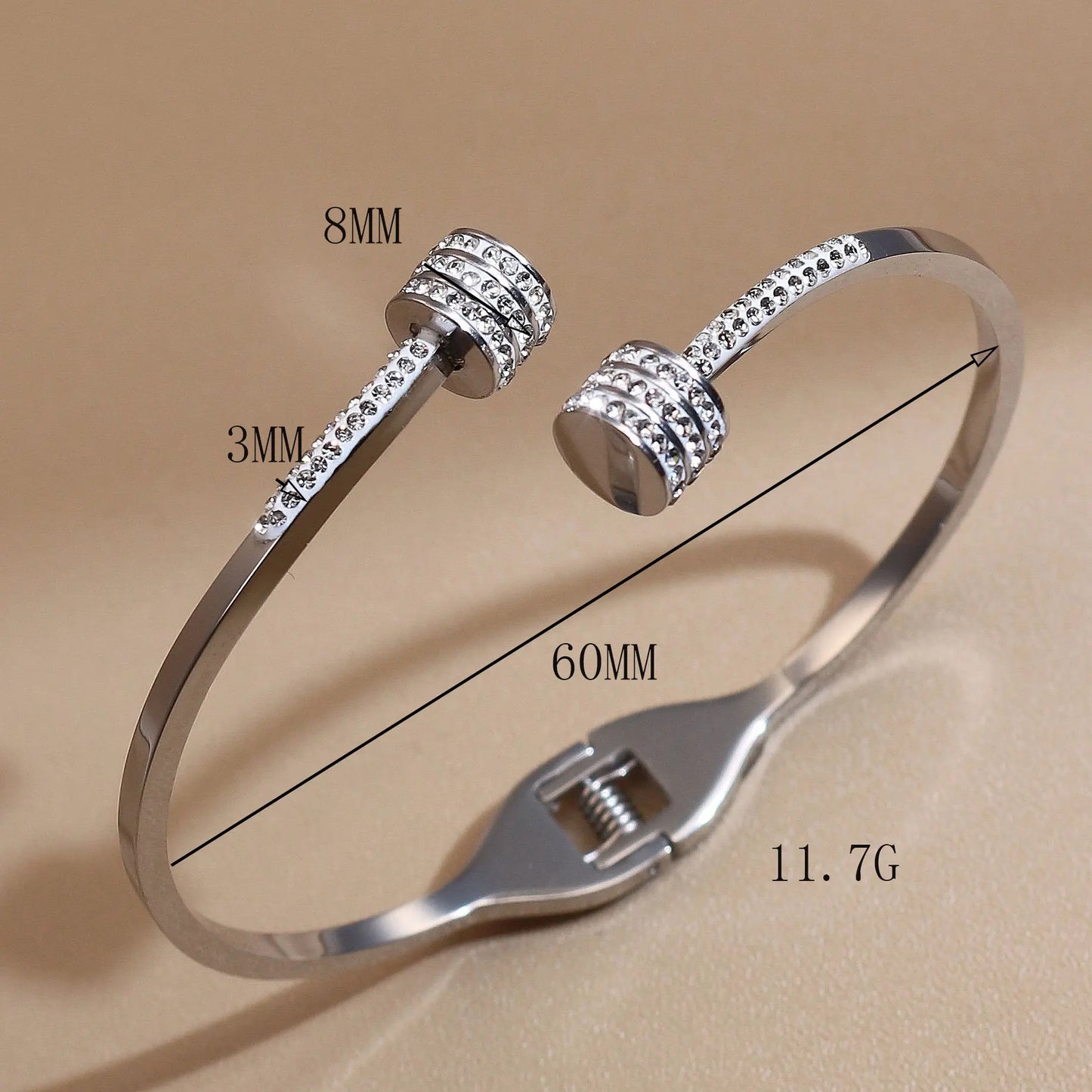 Women 18k Gold Plated Crystal Hollow Open Stainless Steel Bracelet