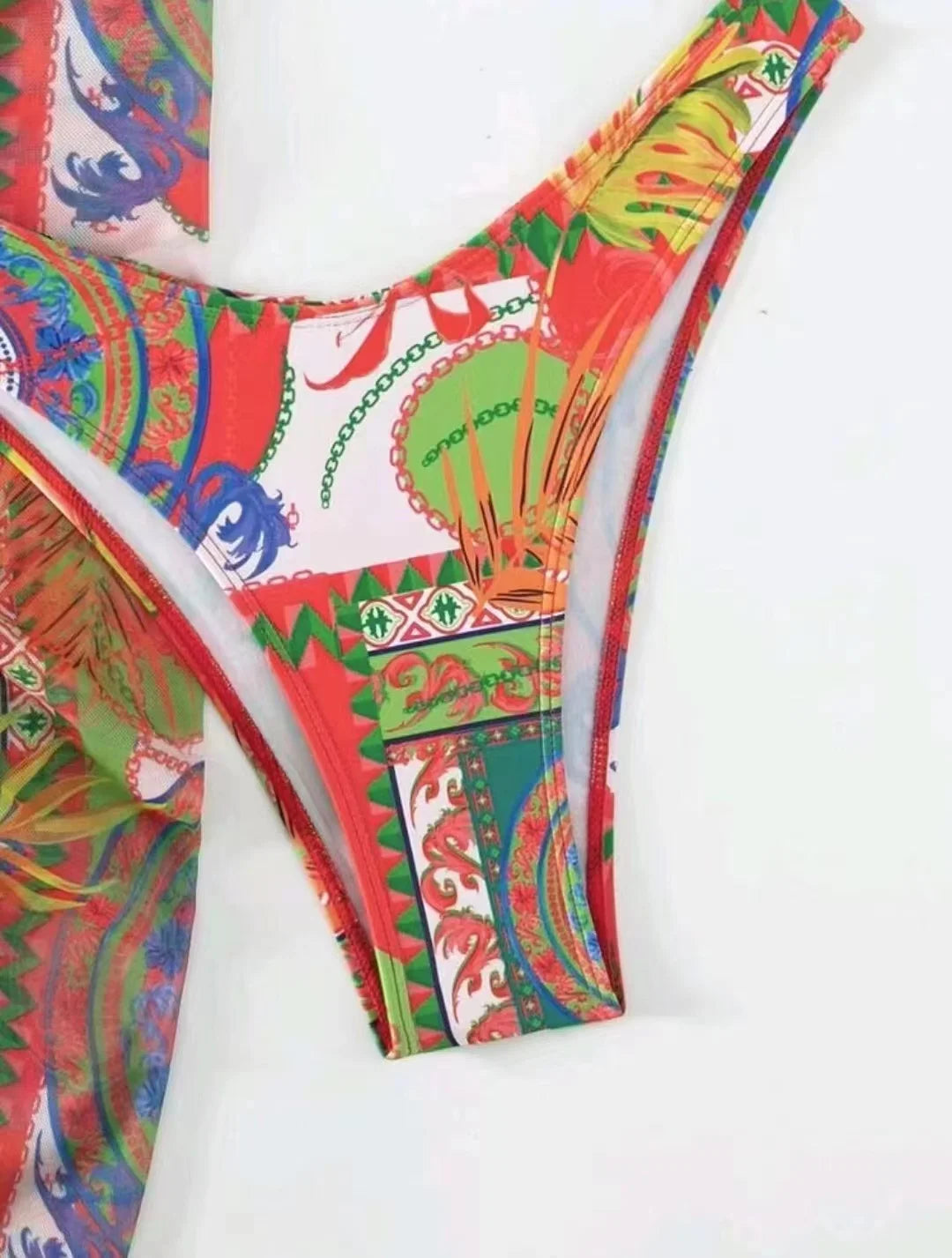 3 Pieces String Bikinis Women Swimsuit + Skirt Printed Swimwear Bathing Swim Suit