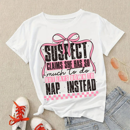 Suspect Claims She Put Her Crazy Away Iron-On Heat Transfer Sticker Decal T-shirts Sweatshirts Bag Clothes Fabric Decor