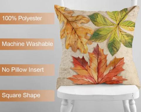 Maple Leaf Polka Dot Design Thanksgiving Cushion Cover Pillowcase Decor