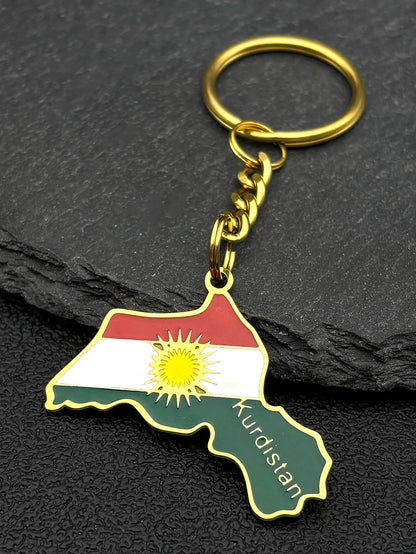 Women Men Kurdistan Afghanistan Region Flag Map Stainless Steel Pendants Necklace