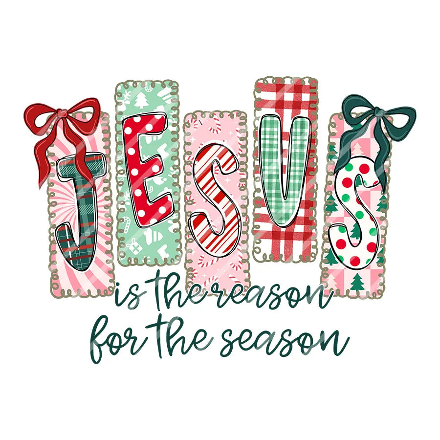 Christmas Jesus Is The Reason For The Season DIY Iron-On Heat Transfer Sticker T-shirts Sweatshirts Bag Pillowcase Xmas Decor
