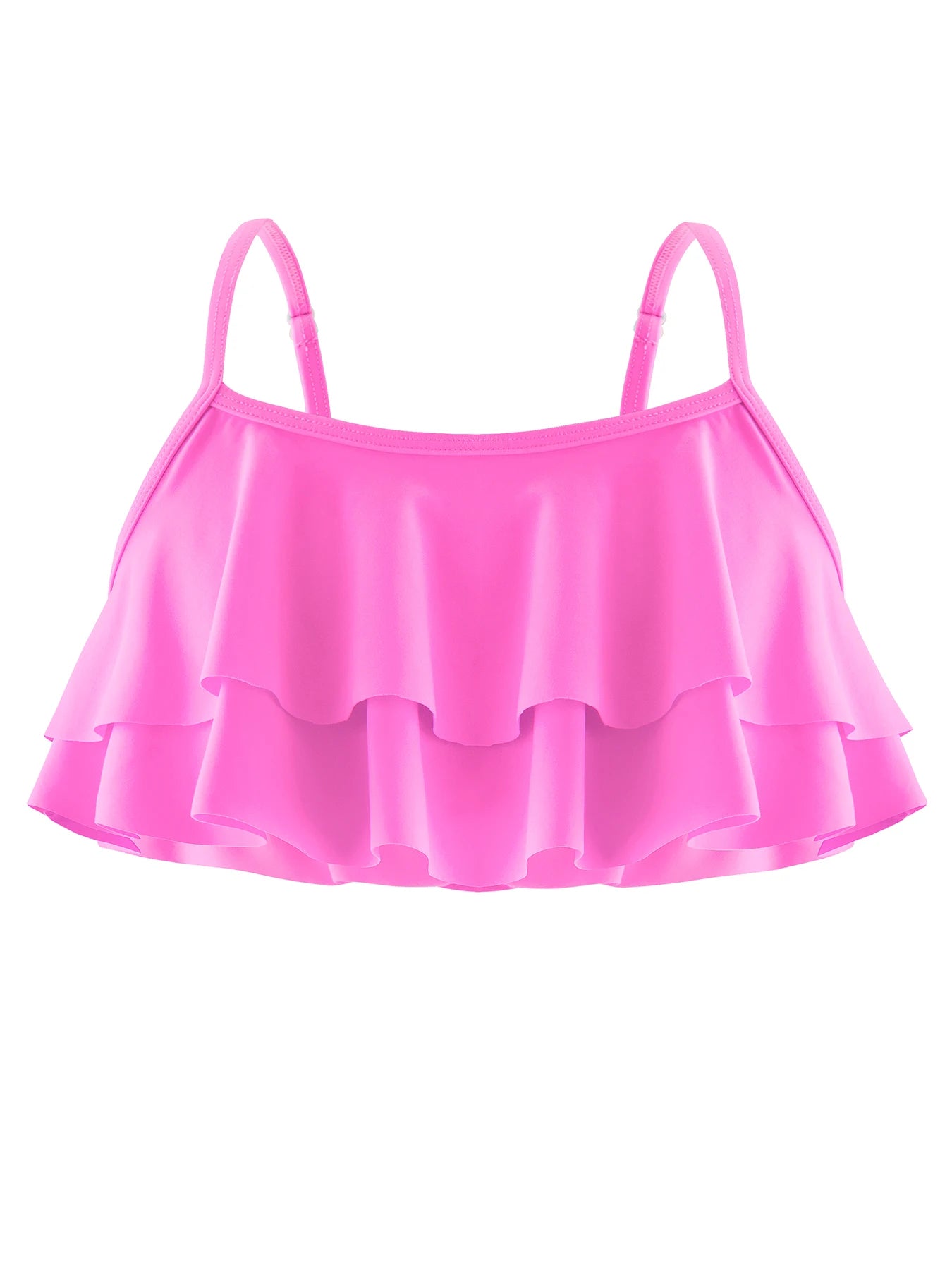 2pcs Kids Girl Sleeveless Pink Ruffle Crop Tops Scale Print Swim Briefs Swimming Suit