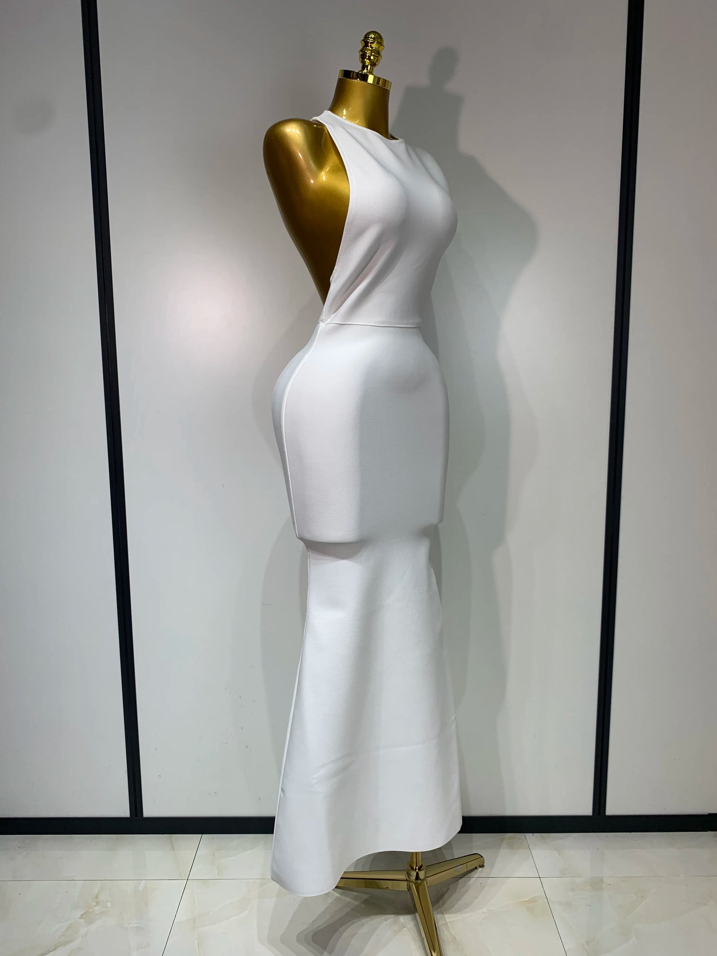 Women Sexy Sleeveless Backless Design Bandage Celebrity Elegant Evening Party Birthday Dress