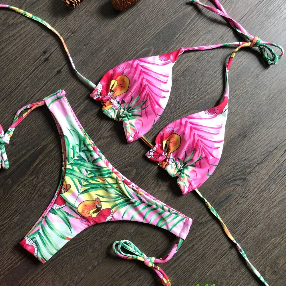 Women's bikini split print swimsuit Brazil 2-piece beach swimsuit Suit