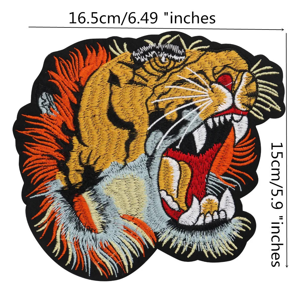 Embroidery letter Flower Tiger Head Patch Appliques Iron on Patches Badge Clothes Sewing