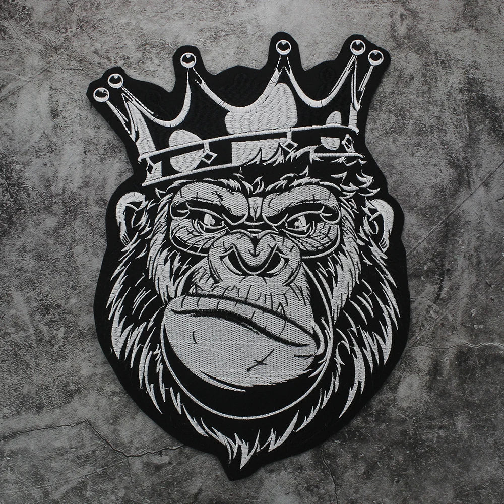 Embroidery Black White Crown Patch Appliques Iron on Patches Badge Clothes Sewing