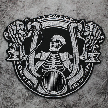 Skull Biker Cool Embroidery Patch Appliques Iron on Patches for Clothing Sewing
