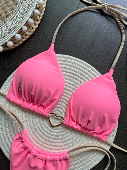 Solid Color Bikini Women Low Waist Lace-up Fashionable Swimsuit Two-piece suit