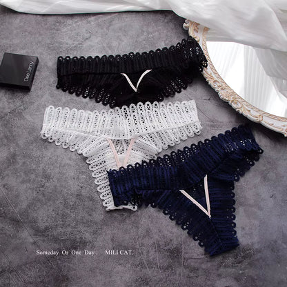 Women Sexy Lace G-String Seamless Briefs Thong Hollow Out Underwear Low Waist Panties
