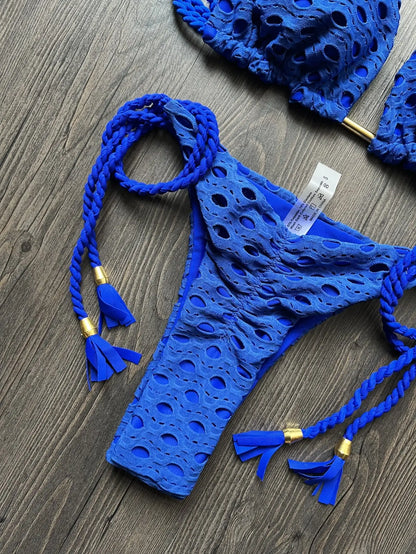 Sexy Blue Swimwear Solid Color Bikini Swimsuit Beach bikini Bathing suit