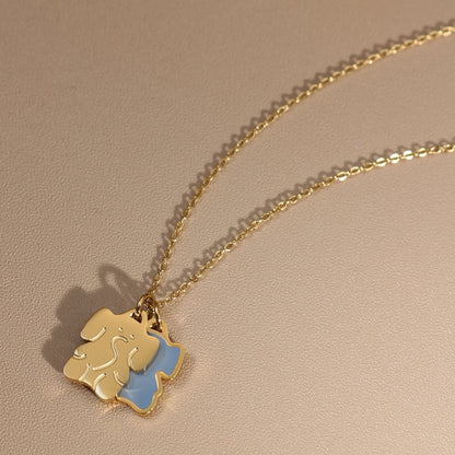 Women's Elephant Stainless Steel 18k Gold Plated Pendant Necklace