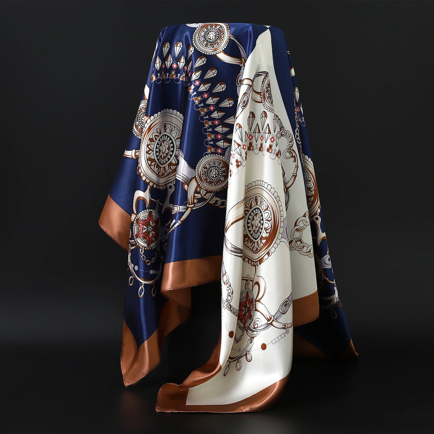 90cm Women Four Seasons Square Silk Satin Bandana Wrap Shawl Scarves Scarfs gfK4