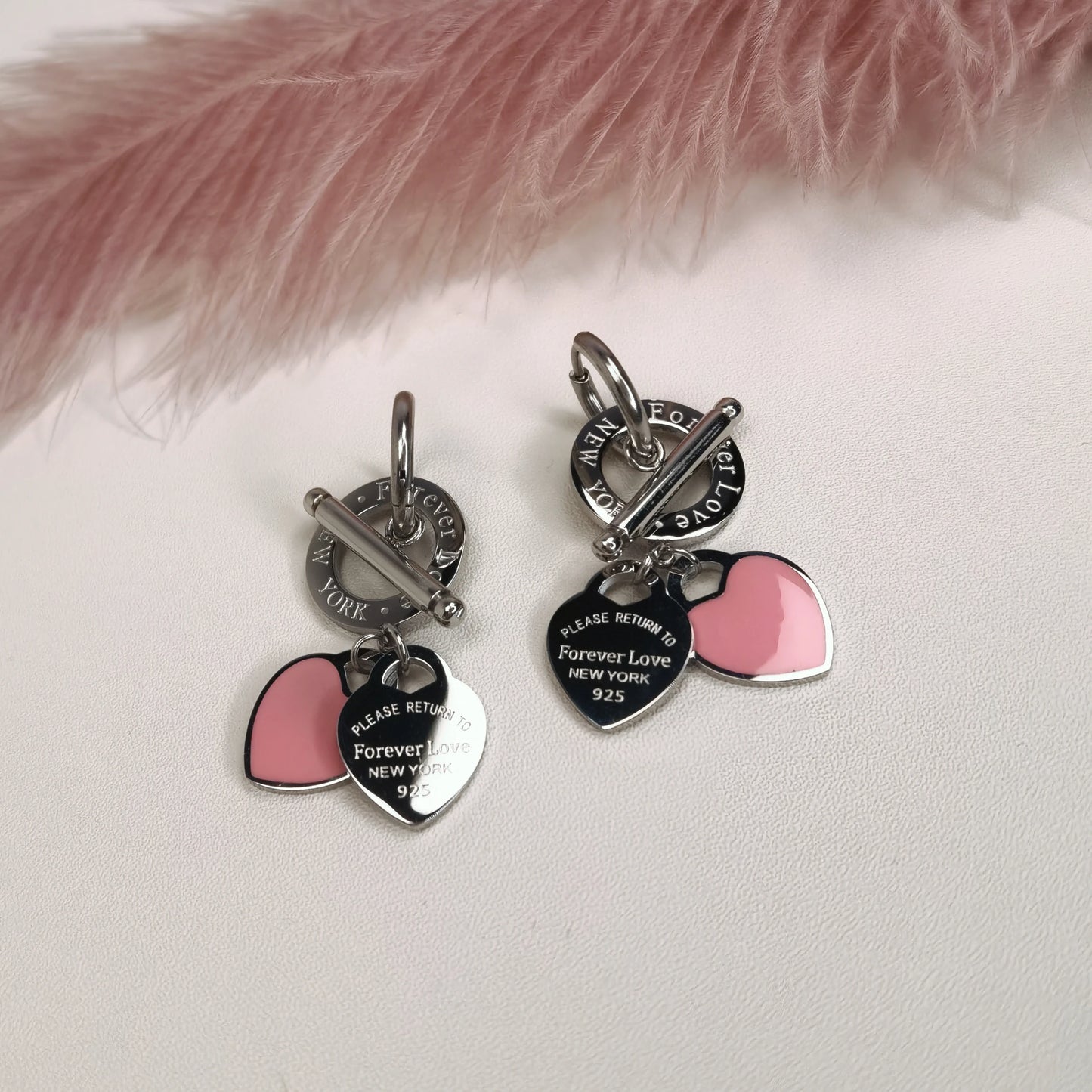 Women Fashion Stainless Steel Heart-Shaped Pendant Love Earrings