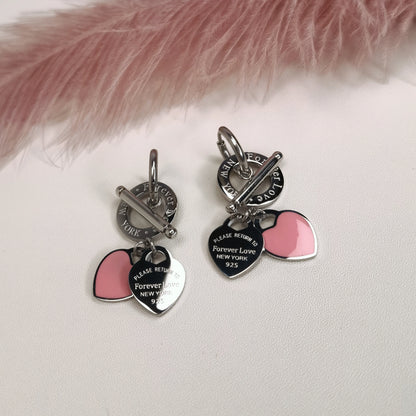 Women Fashion Stainless Steel Heart-Shaped Pendant Love Earrings