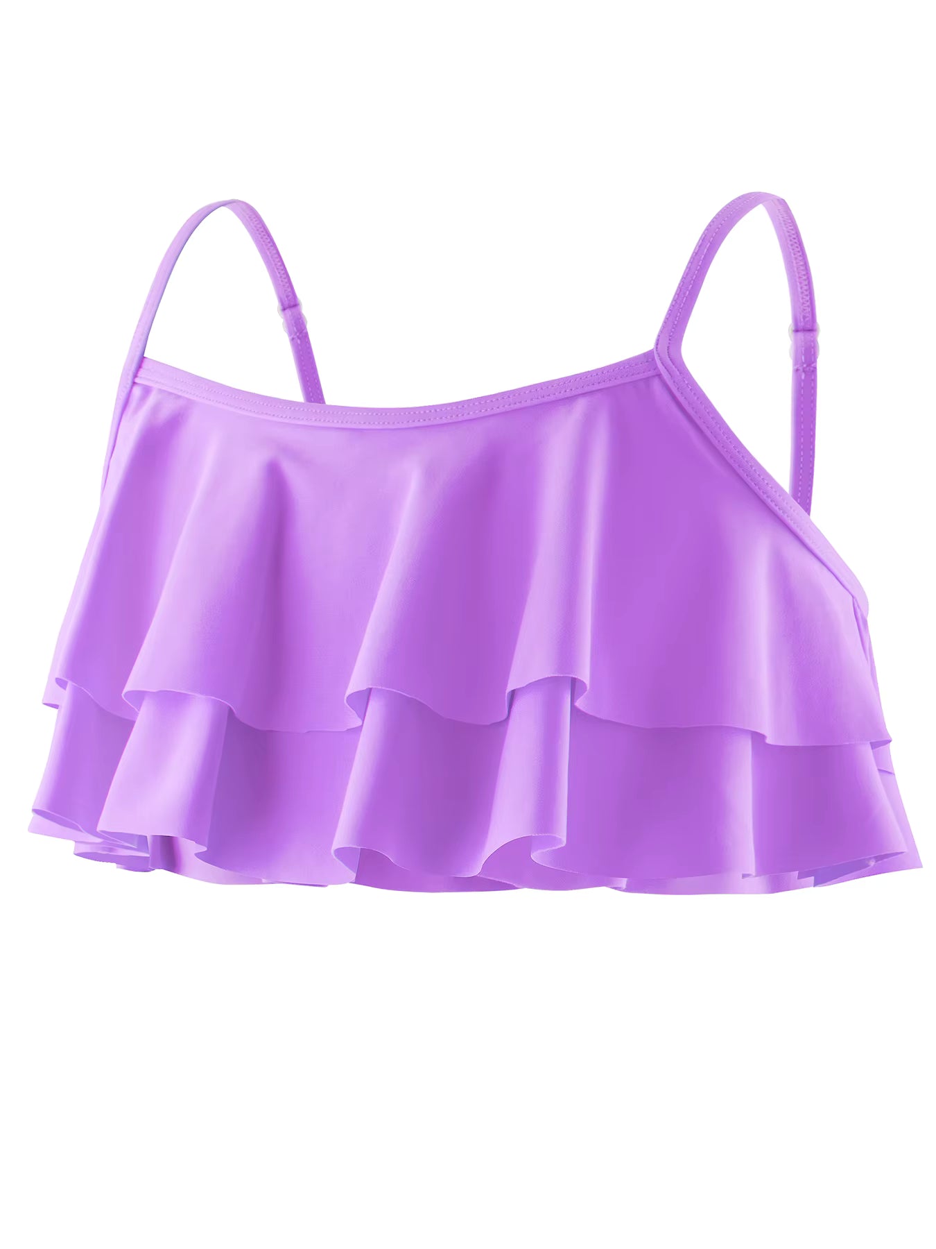 2pcs Kids Girl Sleeveless Pink Ruffle Crop Tops Scale Print Swim Briefs Swimming Suit