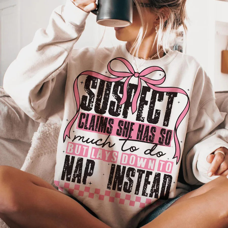 Suspect Claims She Put Her Crazy Away Iron-On Heat Transfer Sticker Decal T-shirts Sweatshirts Bag Clothes Fabric Decor