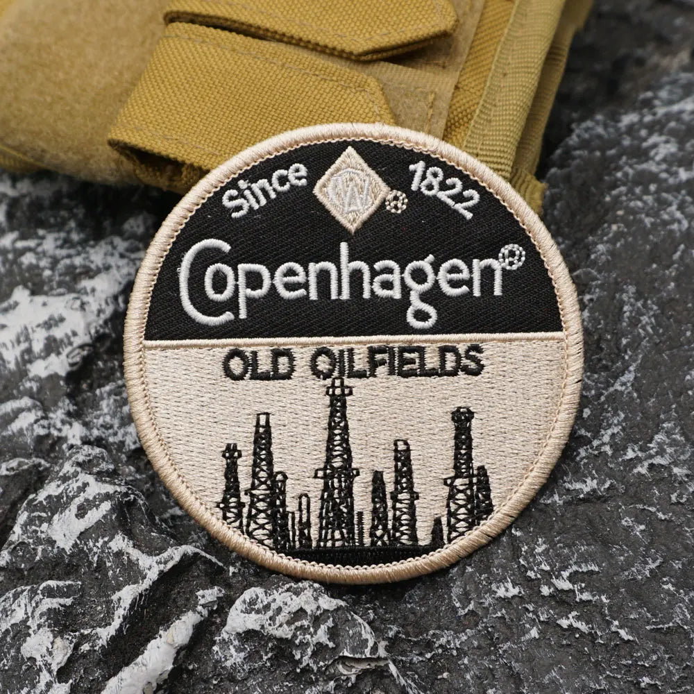 COPENHAGEN OLD OILFIELDS Embroidered Patch Iron-On Sewing Clothes Patches Applique I