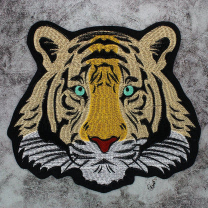Large-size biker Punk Motorcycle Embroidered Tiger Skeleton Patch Appliques Iron on Patches Badge Clothes Sewing