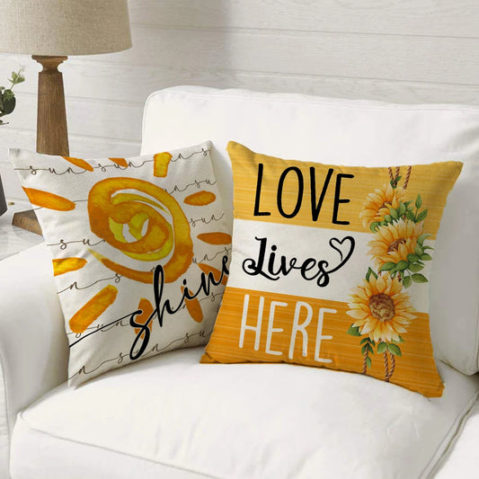 Sweet Home Sunflower Flower Patterns Pillowcase Throw Pillow Cover Decor
