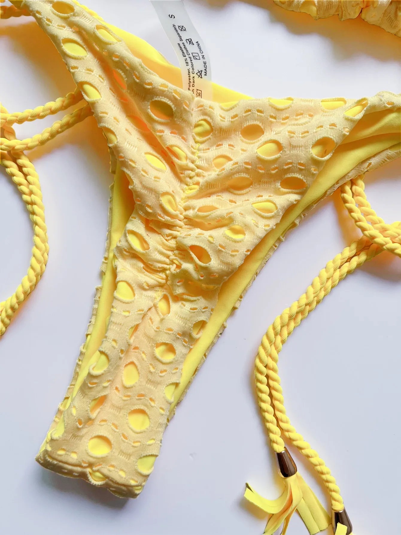 Sexy Hollow out Braiding rope Bikini Swimwear Swimsuit Triangle Solid Bathing Brazilian Suit