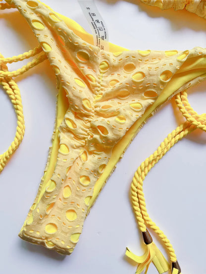Sexy Hollow out Braiding rope Bikini Swimwear Swimsuit Triangle Solid Bathing Brazilian Suit