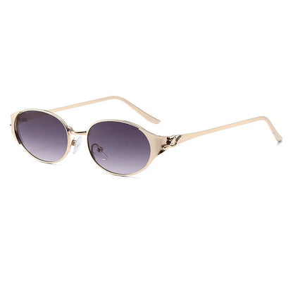 Women Metal Frame Oval Shades Fashion Designer Sunglasses Glasses