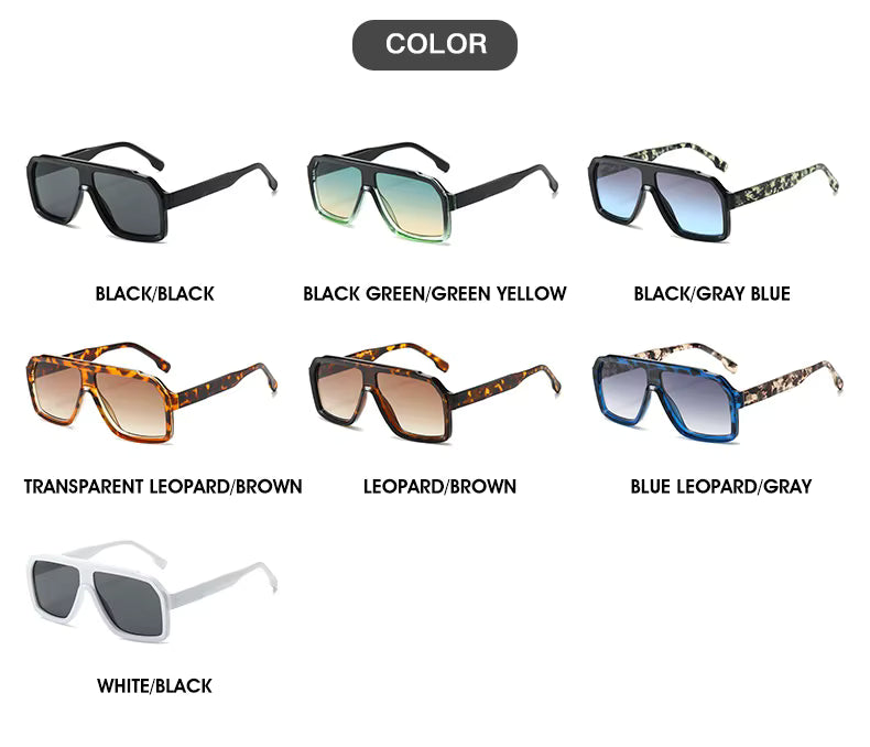 Men Women Double Color Frame Shade Designer UV400 Square Sunglasses Glass