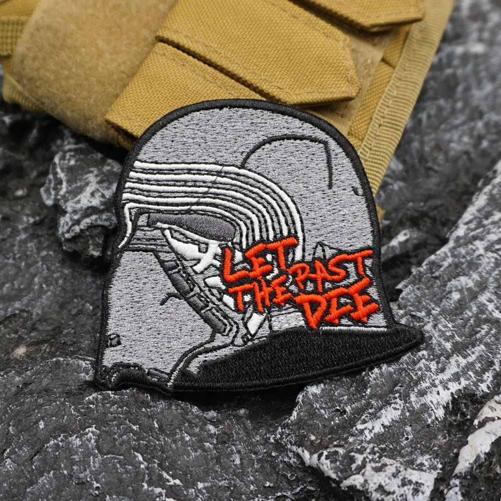 helmet"let the past die" Embroidered Patch Iron-On Sewing Clothes Patches Applique