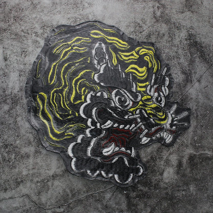 Embroidery Dragon head Patch Appliques Iron on Patches Badge Clothes Sewing