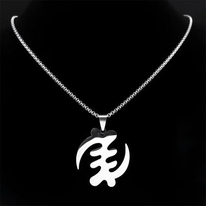 Women Men Stainless Steel Silver Color Ethnic Adinkra Gye Nyame Ghana African Chain Necklace