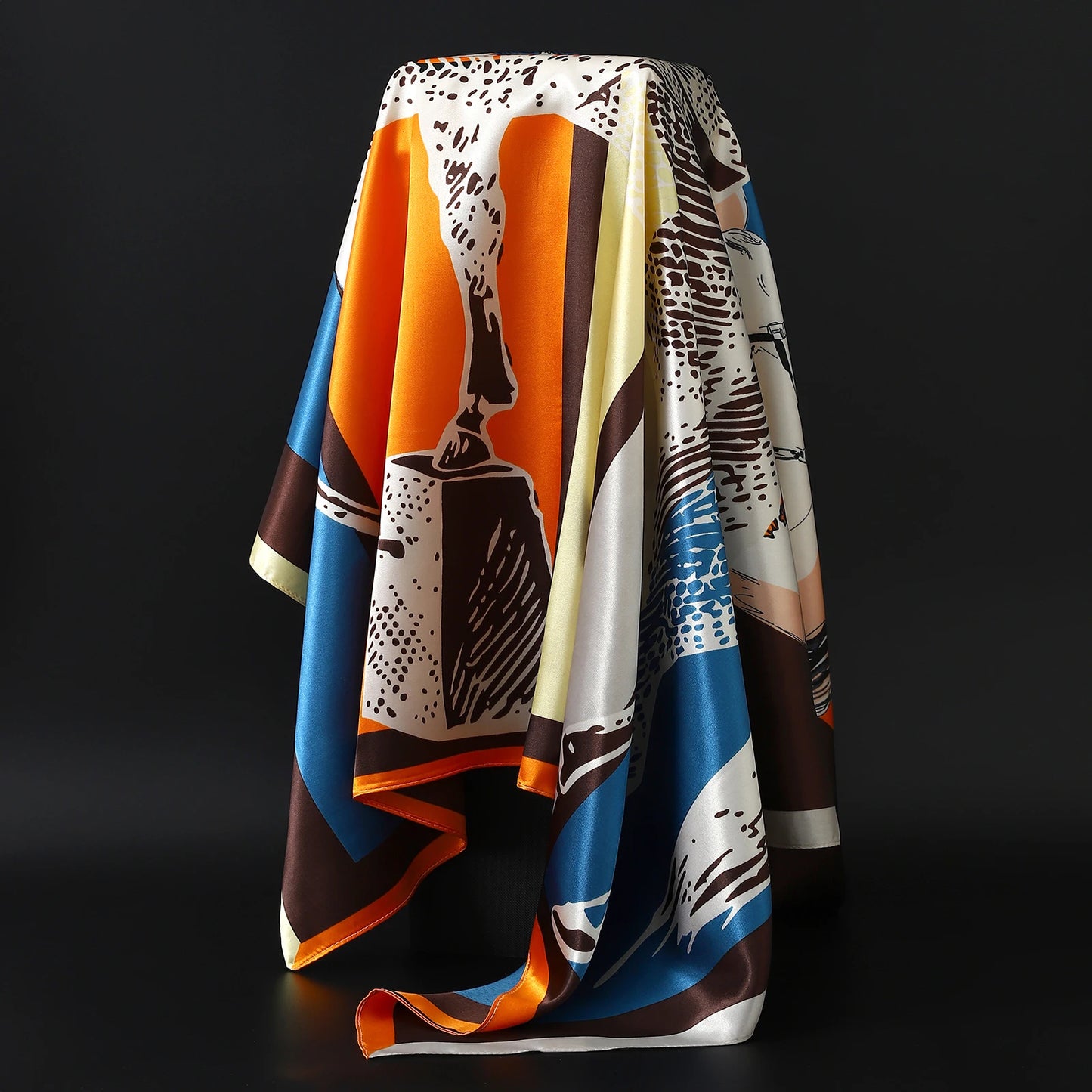 90cm Women Four Seasons Square Silk Satin Bandana Wrap Shawl Scarves Scarfs gfK4