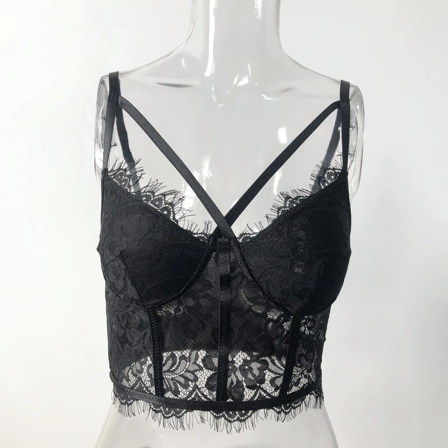 coquette lace corset top black cross sleeveless vest camis crop tube tops