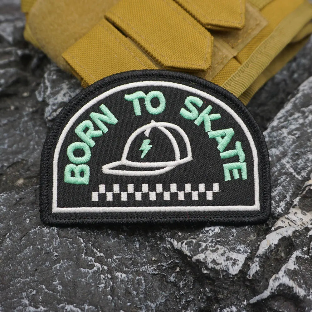 BRON TO SKATE Embroidered Patch Iron-On Sewing Clothes Patches Applique