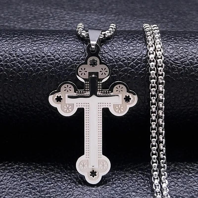 Men Fashion Cross Gold Stainless Steel Choker Cross Stainless Steel Choker Pendant Necklace