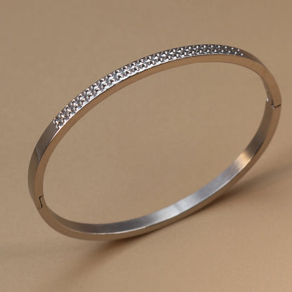 Stainless Steel 18K Gold Plated Zircon Women's Bracelet Bangles Gifts