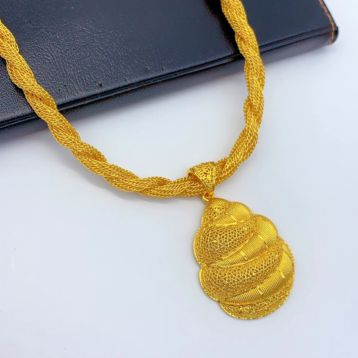 Dubai 24k Gold Color Women Ethiopian Indian Bridal Wedding Twisted Necklace Earrings Sets