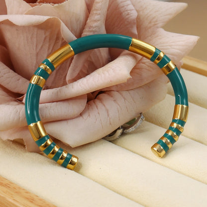 Waterproof High-end Enamel Open Retro Fashion Delicate Bangle Bracelet